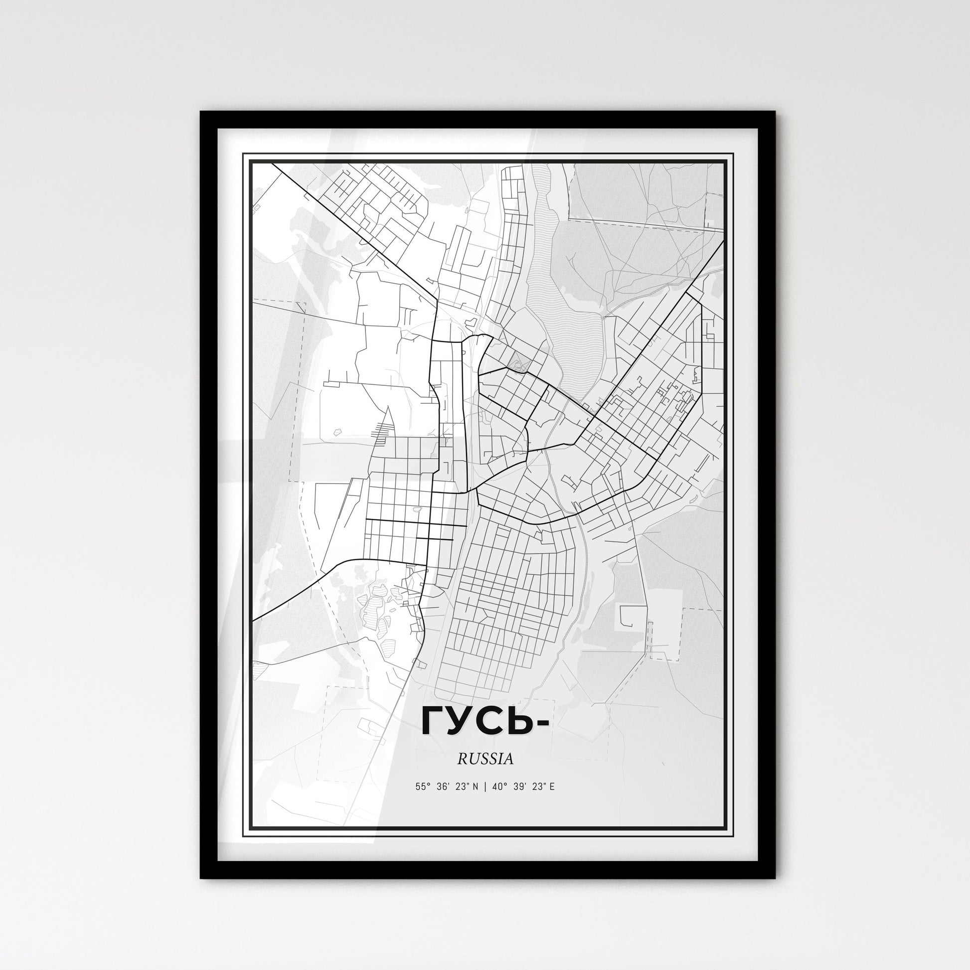 Gus-Khrustalny Russia - Scandinavian Style City Map for Modern Home Decor