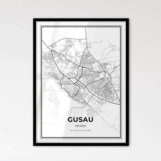 Gusau Nigeria - Scandinavian Style City Map for Modern Home Decor