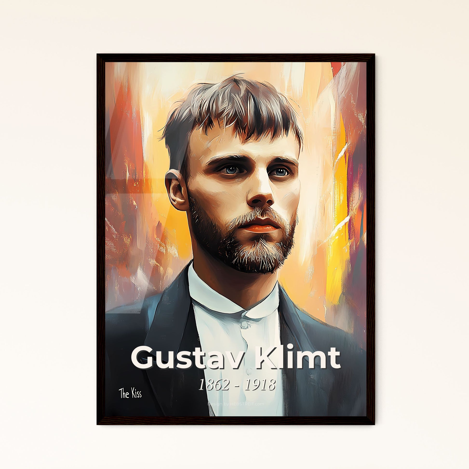 Portrait of Gustav Klimt, 1862 - 1918. Impressionistic painting of a man in a suit.