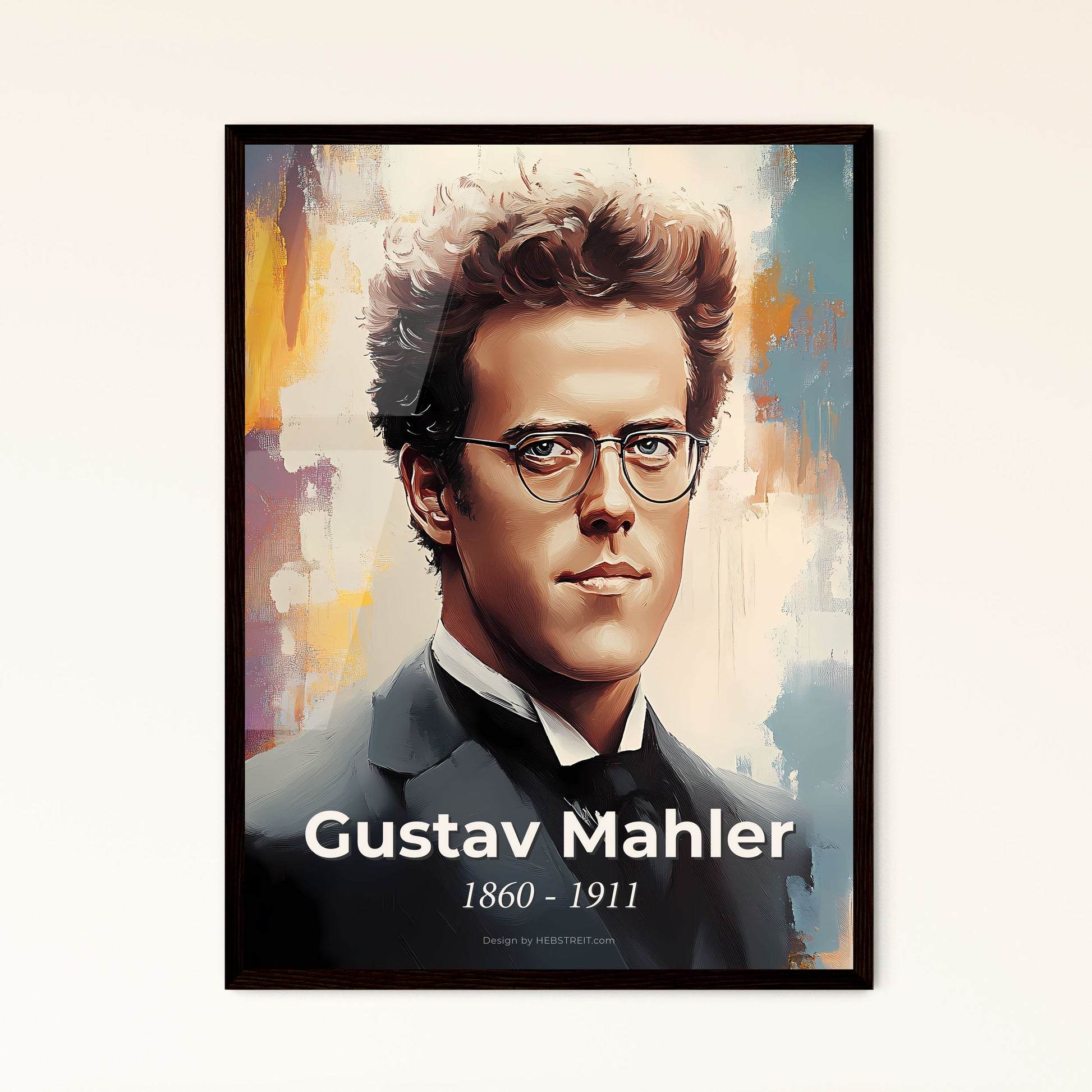 Portrait of Gustav Mahler, 1860 - 1911. Impressionistic painting of a man in a suit and tie.