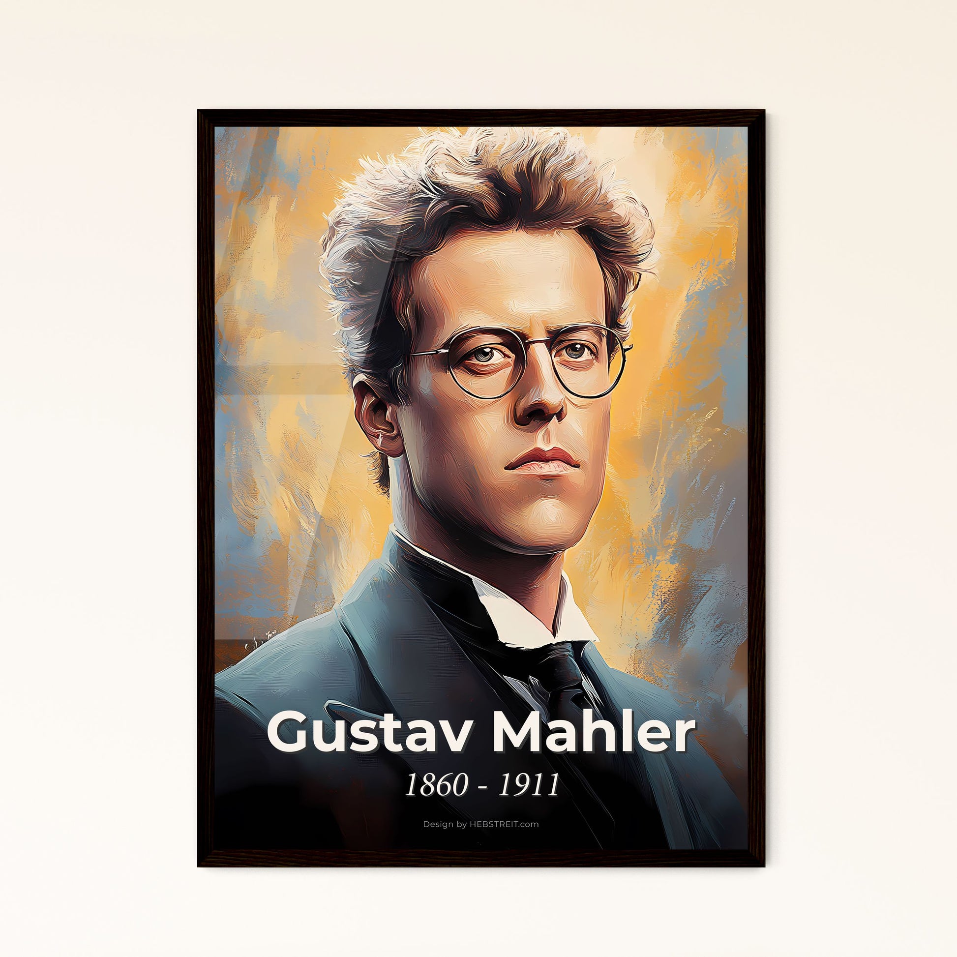 Portrait of Gustav Mahler, 1860 - 1911. Impressionistic painting of a man in a suit and tie.