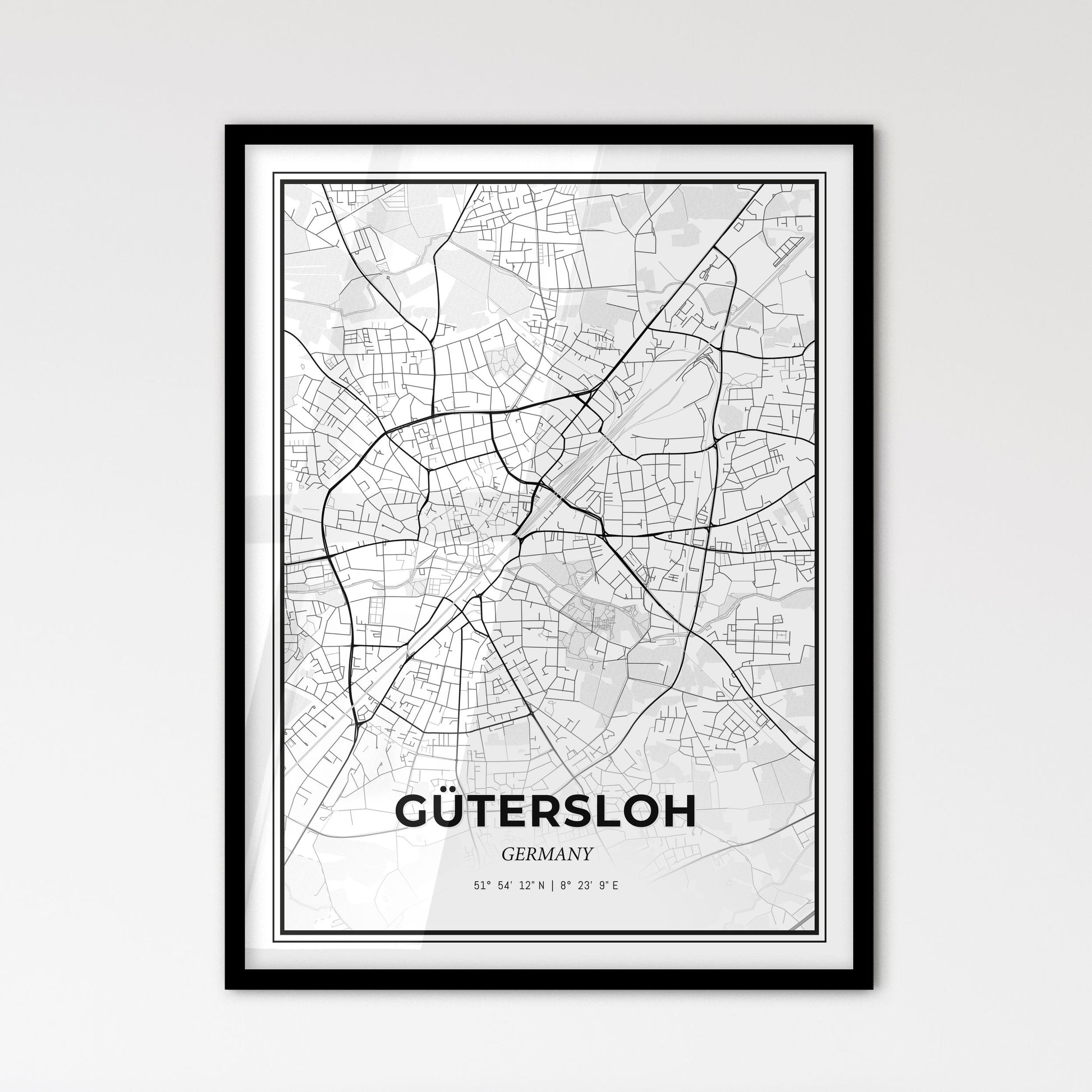 Gutersloh Germany - Scandinavian Style City Map for Modern Home Decor