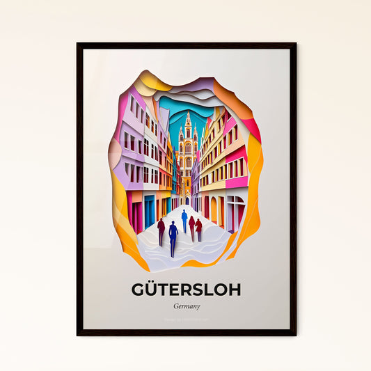 Vivid Gutersloh, Germany - a paper cut of a city street with people walking