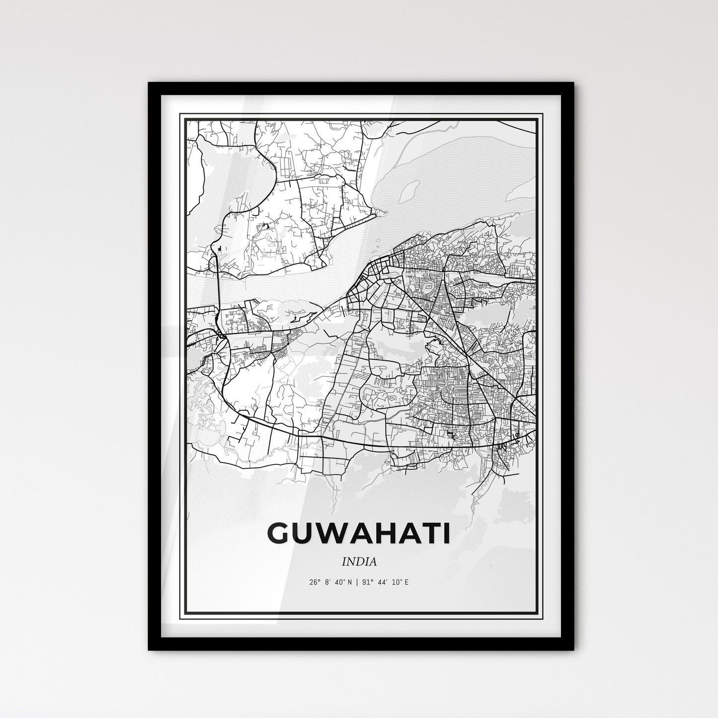 Guwahati India - Scandinavian Style City Map for Modern Home Decor