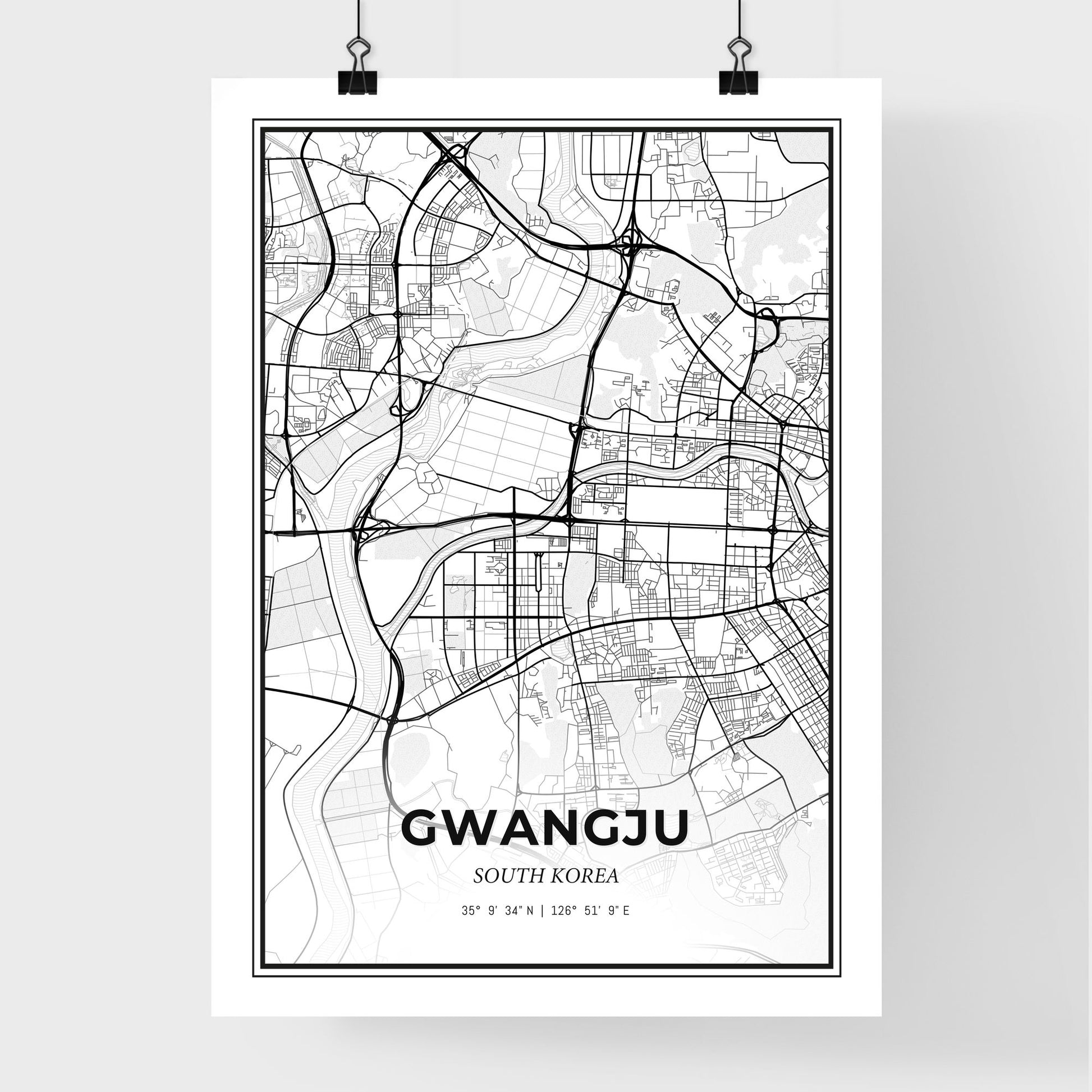 Gwangju South Korea - Premium City Map Poster