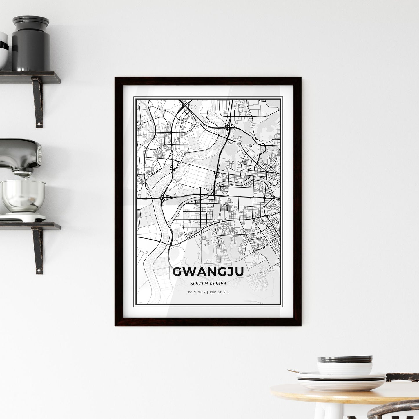 Gwangju South Korea - Minimal City Map