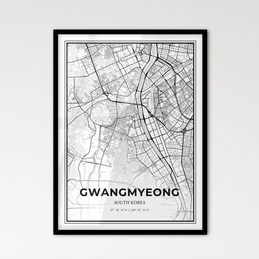 Gwangmyeong South Korea - Scandinavian Style City Map for Modern Home Decor