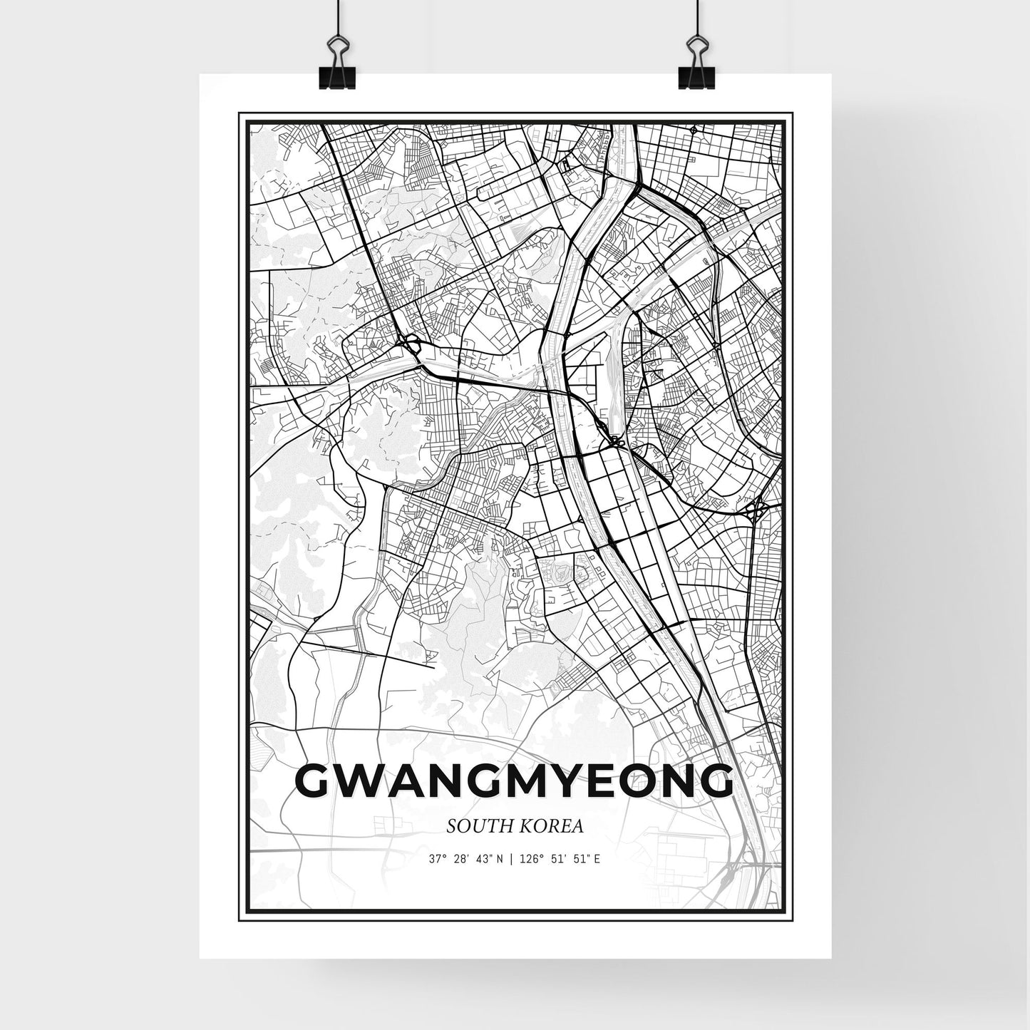 Gwangmyeong South Korea - Premium City Map Poster