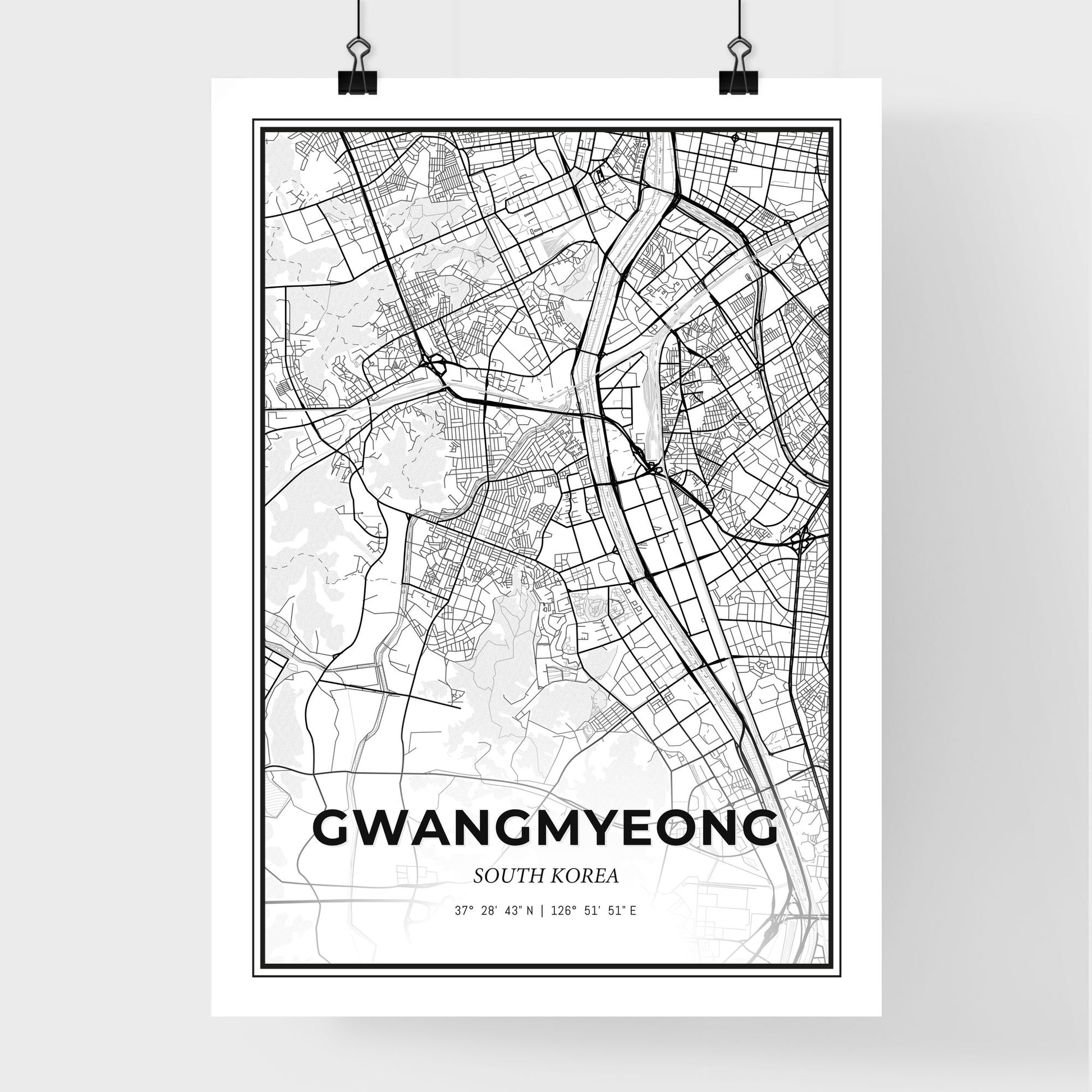 Gwangmyeong South Korea - Premium City Map Poster