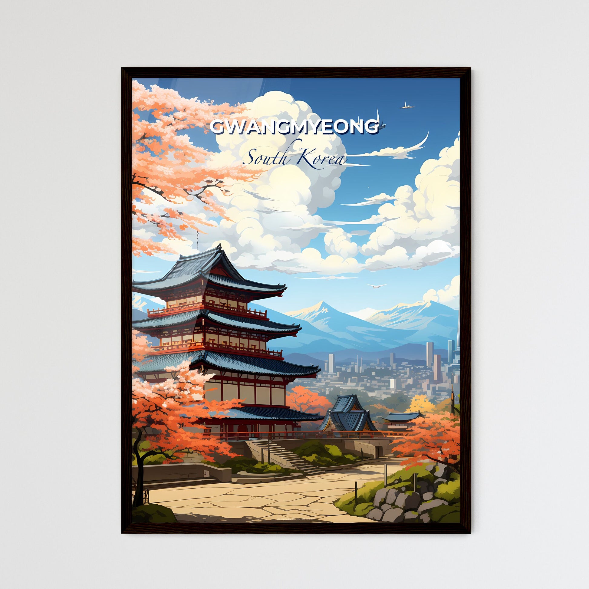 Vibrant Contemporary Painting of Gwangmyeong Cityscape, South Korea Featuring Dynamic Architecture and City Panorama Default Title