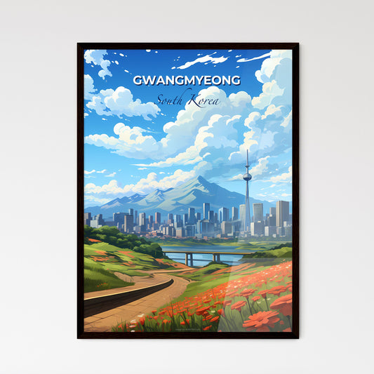 Gwangmyeong South Korea Skyline Vibrant City Landscape River Mountain Art Photography Default Title