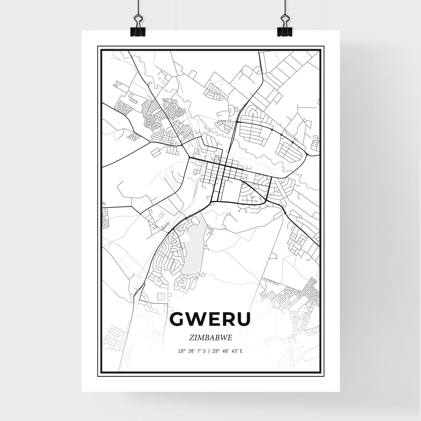 Gweru Zimbabwe - Premium City Map Poster