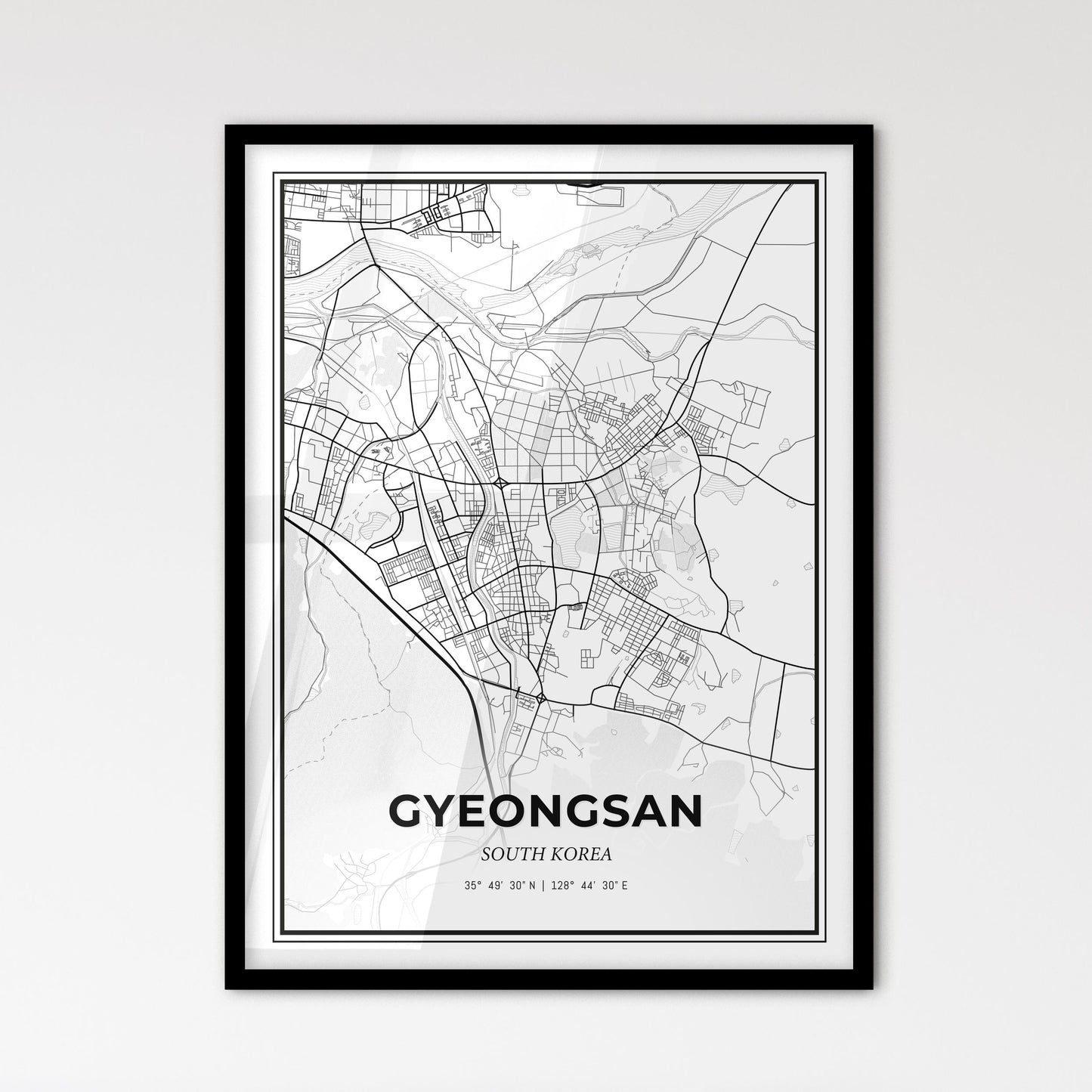 Gyeongsan South Korea - Scandinavian Style City Map for Modern Home Decor