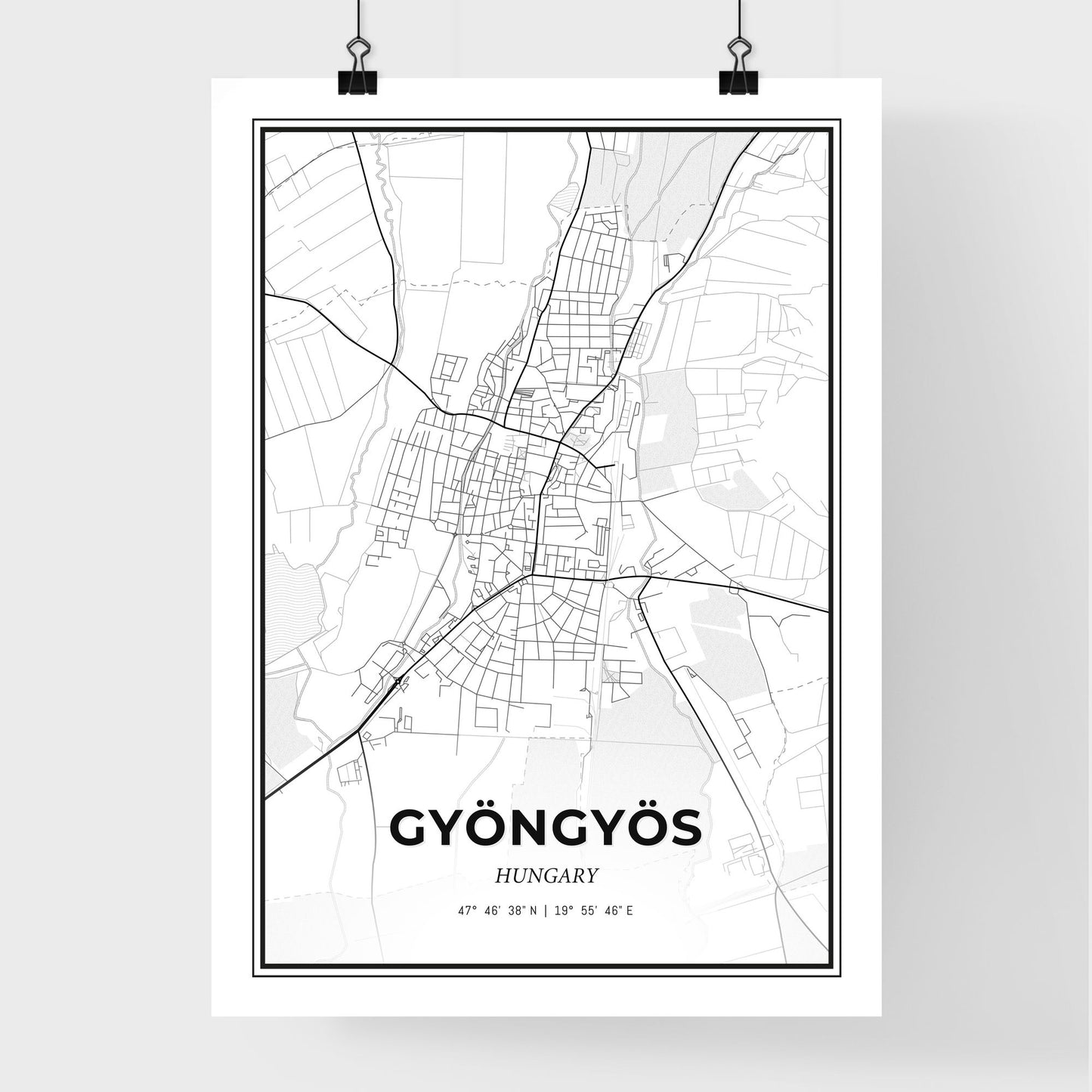 Gyöngyös Hungary - Premium City Map Poster