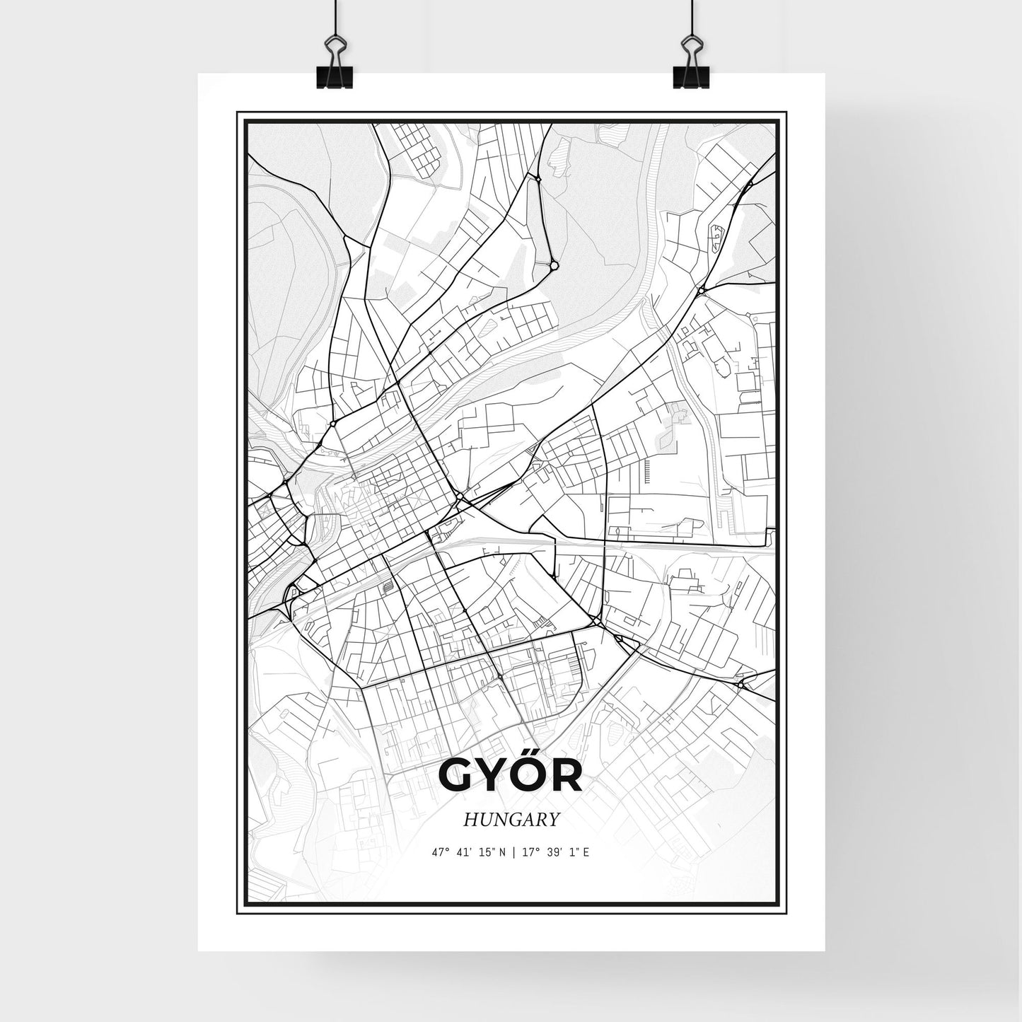 Győr Hungary - Premium City Map Poster