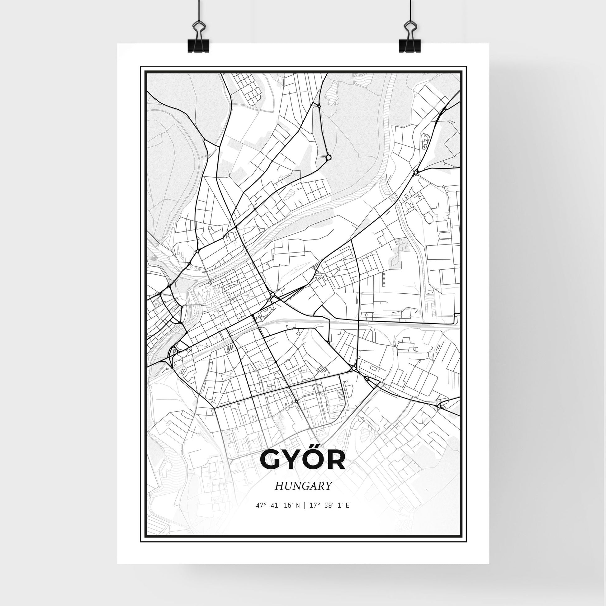 Győr Hungary - Premium City Map Poster