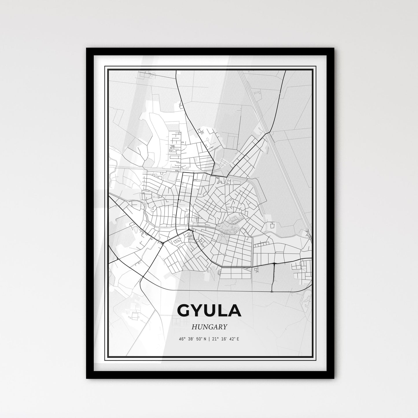 Gyula Hungary - Scandinavian Style City Map for Modern Home Decor