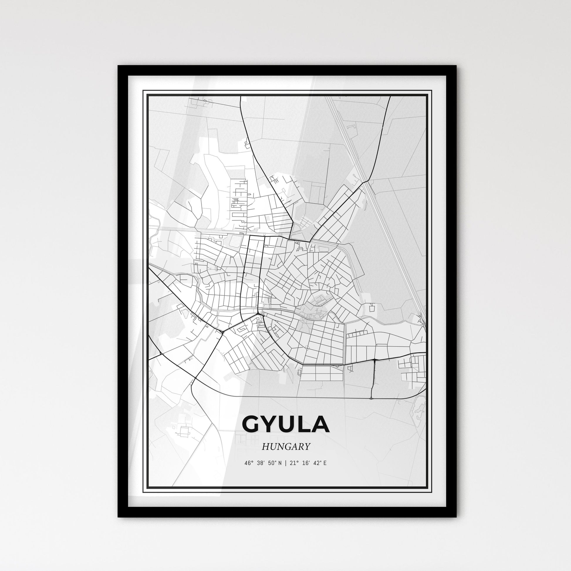 Gyula Hungary - Scandinavian Style City Map for Modern Home Decor