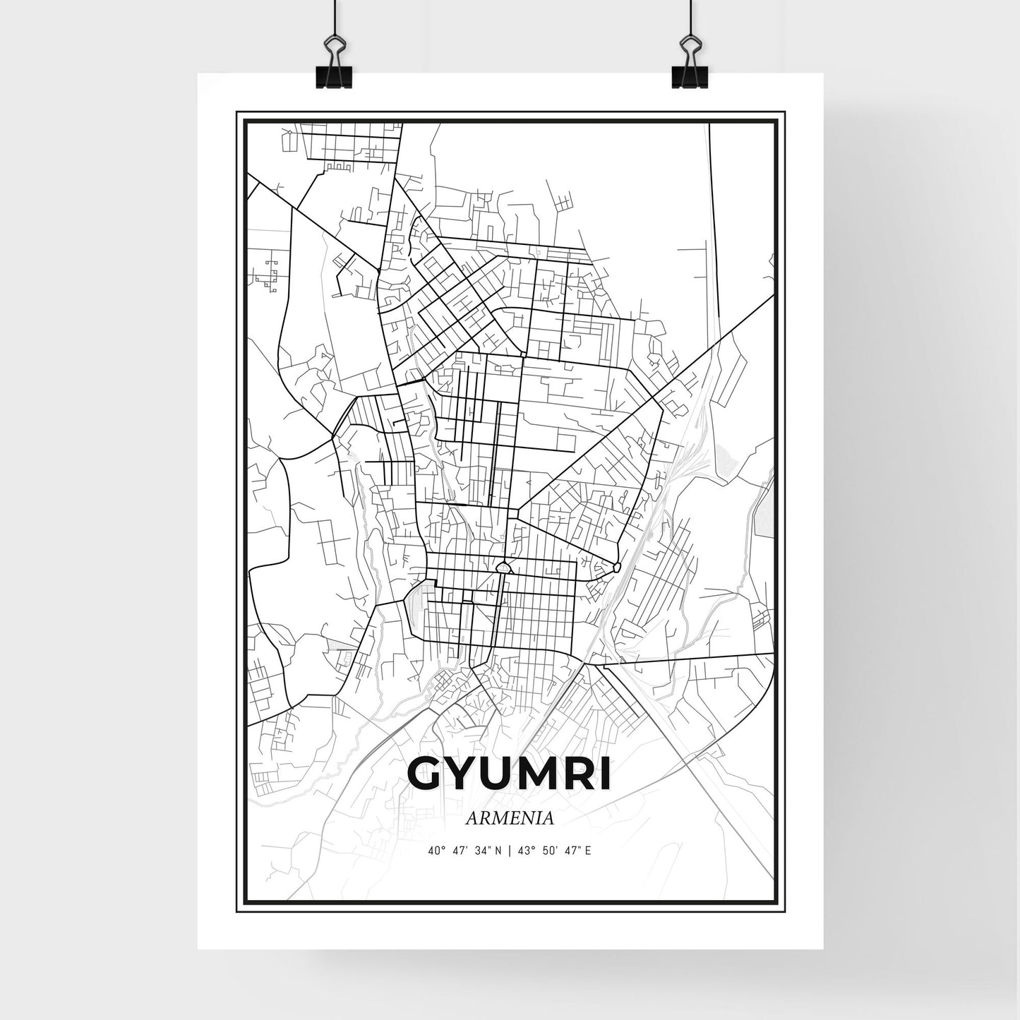 Gyumri Armenia - Premium City Map Poster