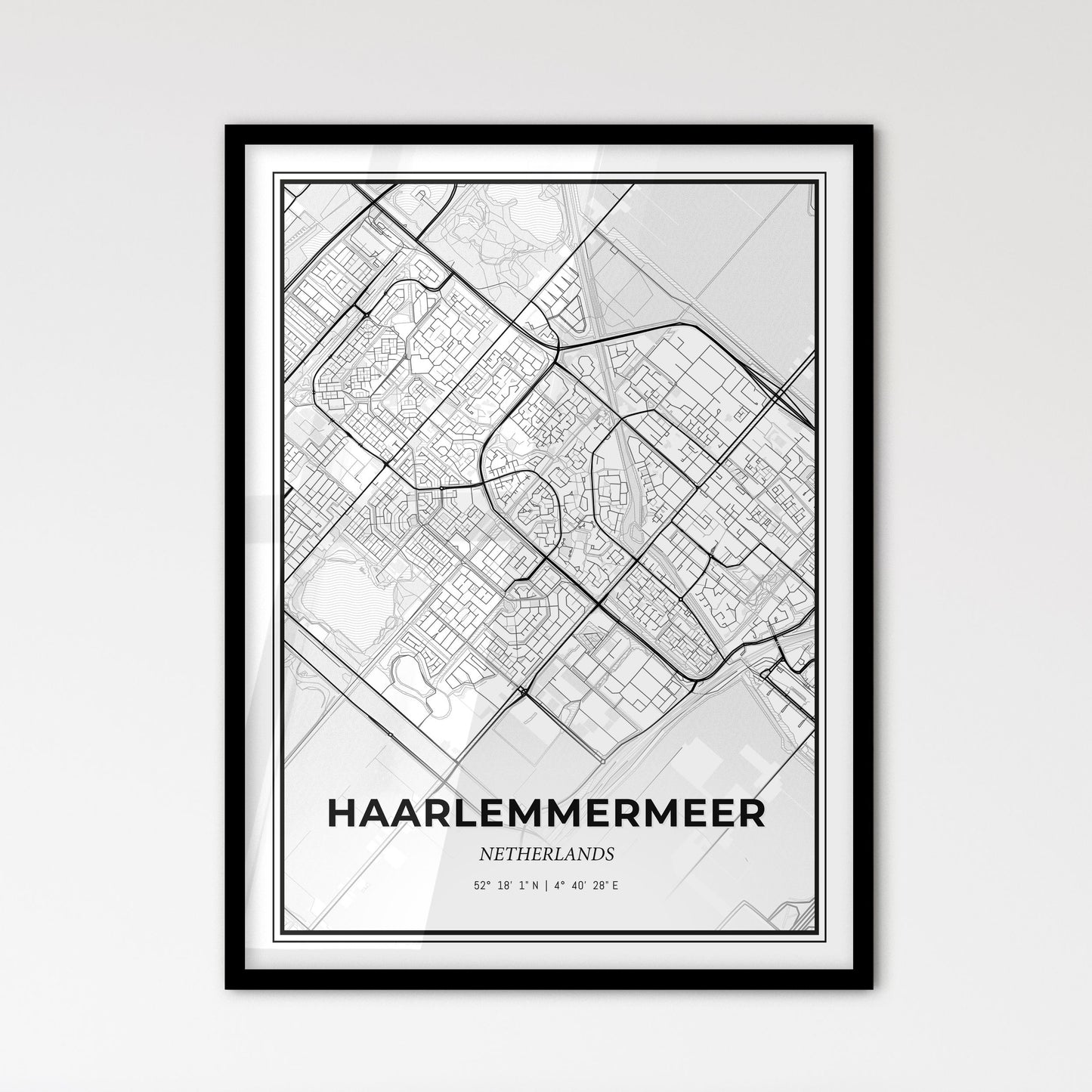  Haarlemmermeer Netherlands - Scandinavian Style City Map for Modern Home Decor