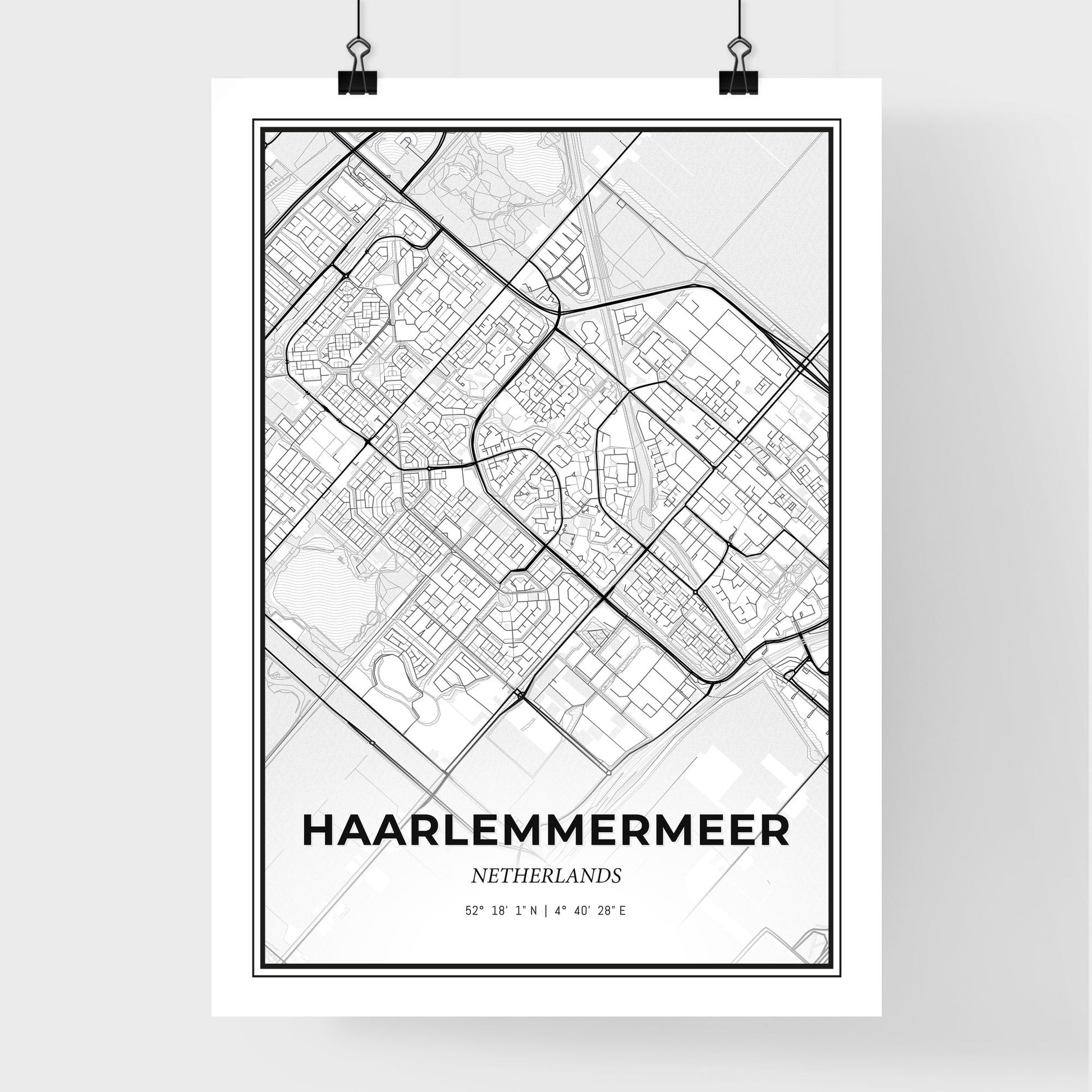  Haarlemmermeer Netherlands - Premium City Map Poster