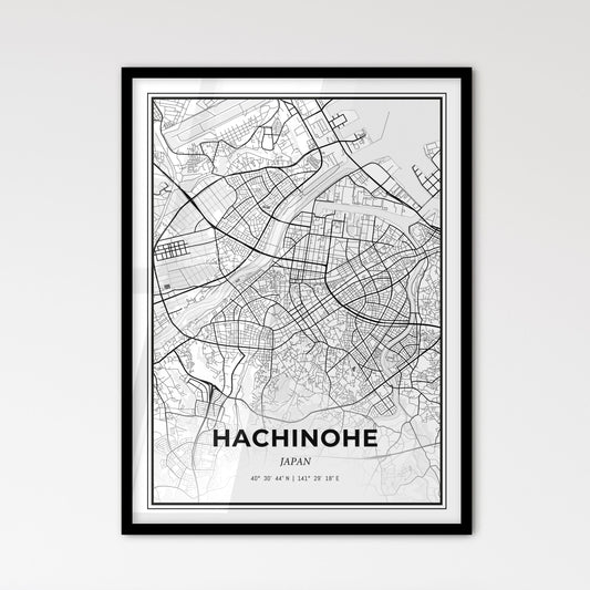 Hachinohe Japan - Scandinavian Style City Map for Modern Home Decor