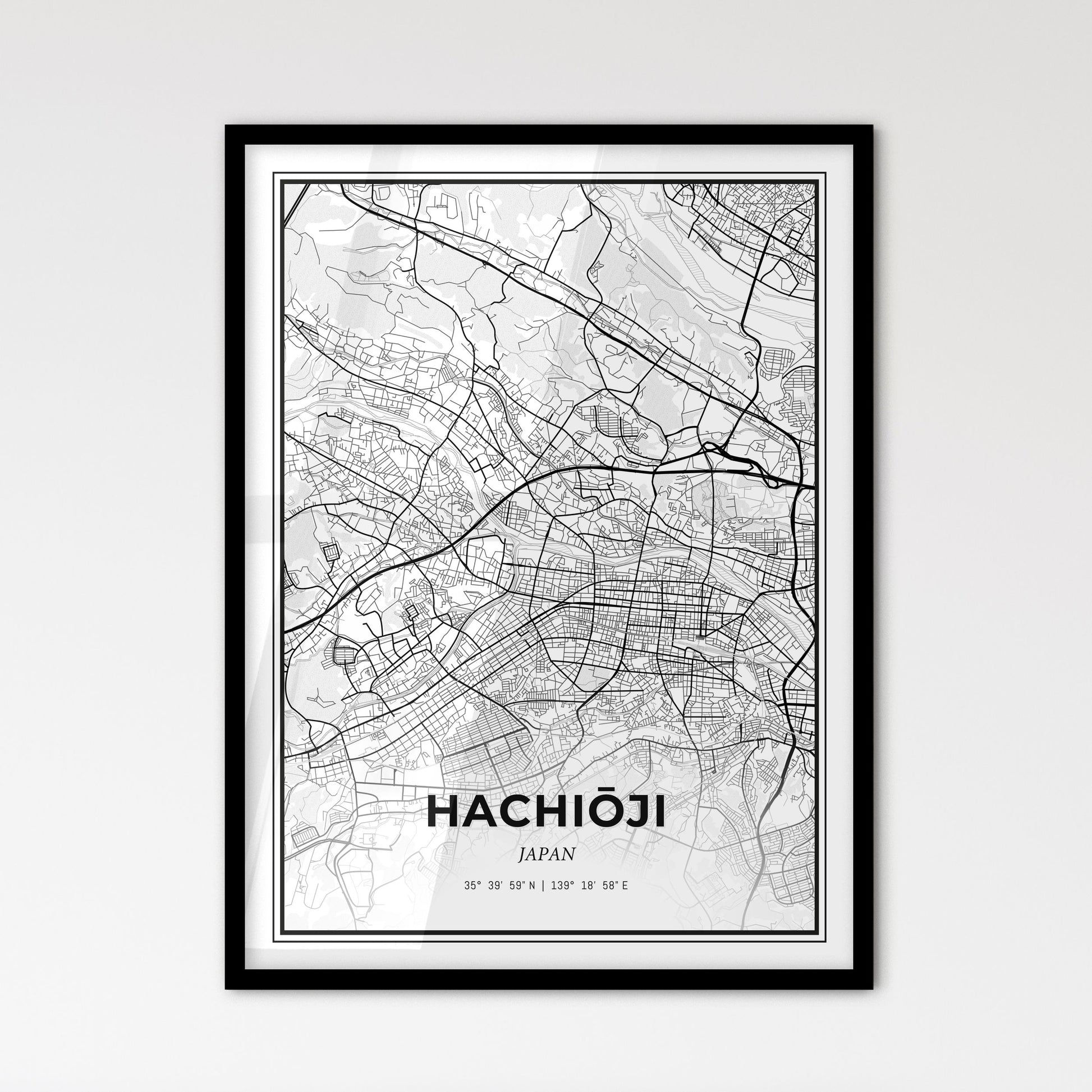 Hachiōji Japan - Scandinavian Style City Map for Modern Home Decor