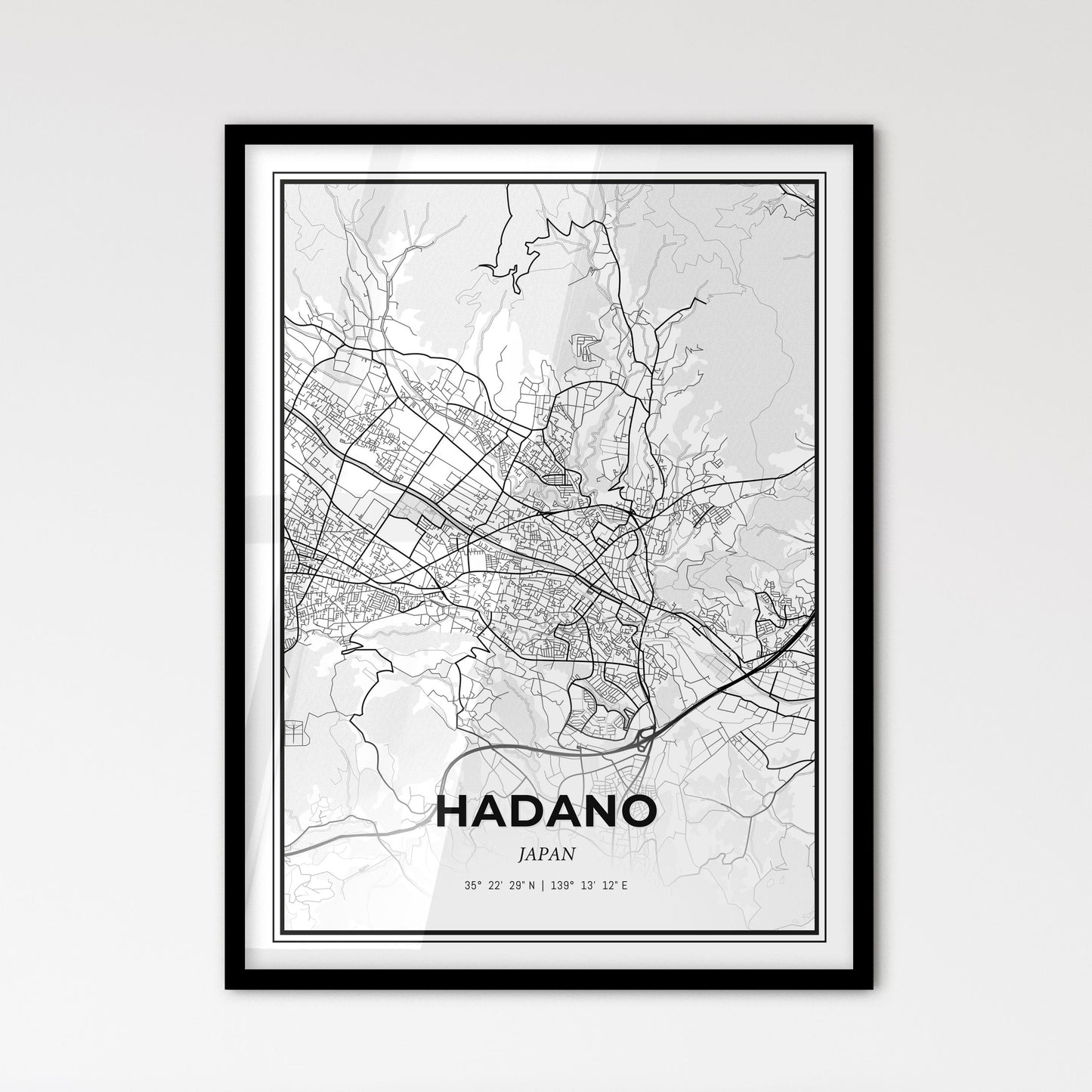 Hadano Japan - Scandinavian Style City Map for Modern Home Decor