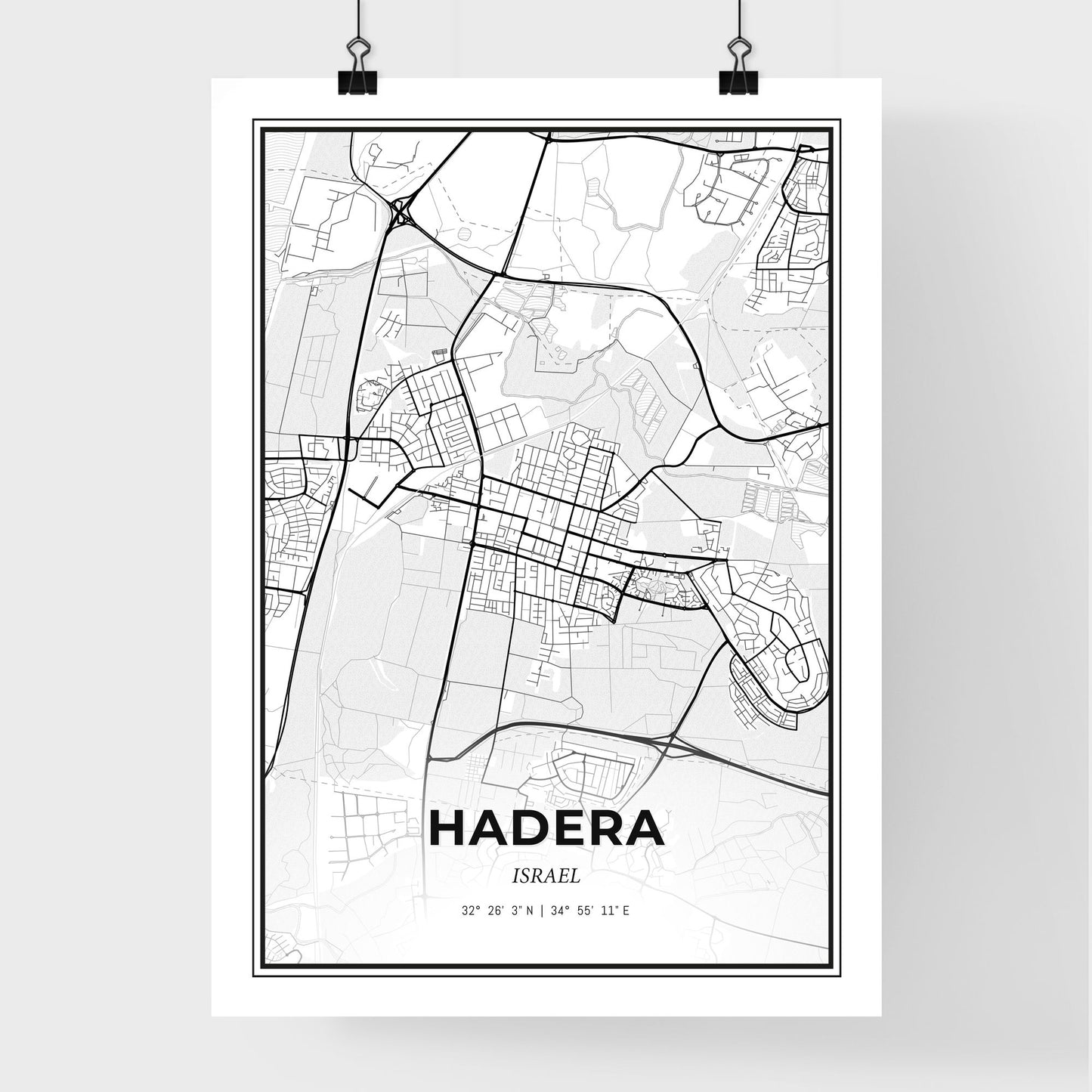 Hadera Israel - Premium City Map Poster