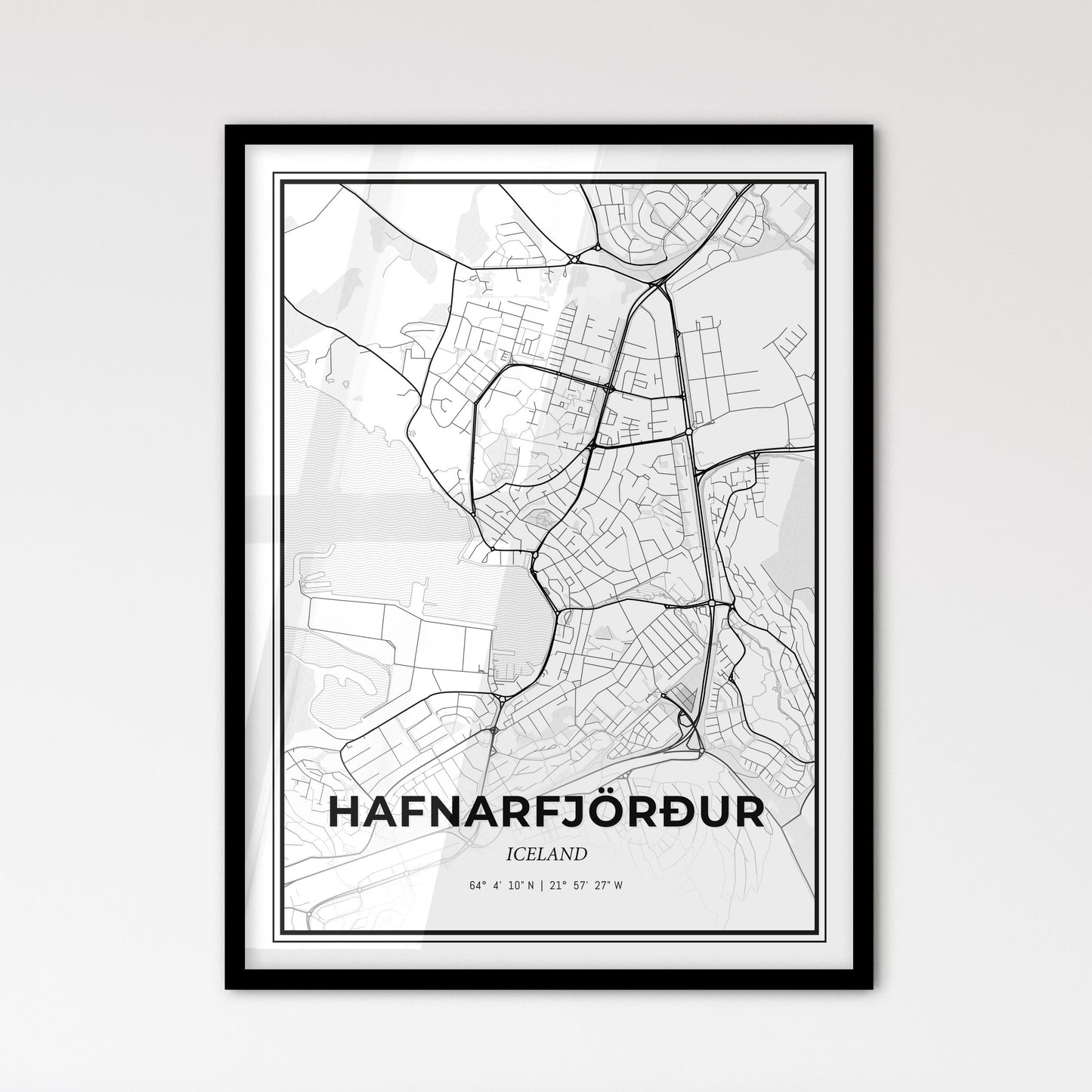 Hafnarfjörður Iceland - Scandinavian Style City Map for Modern Home Decor