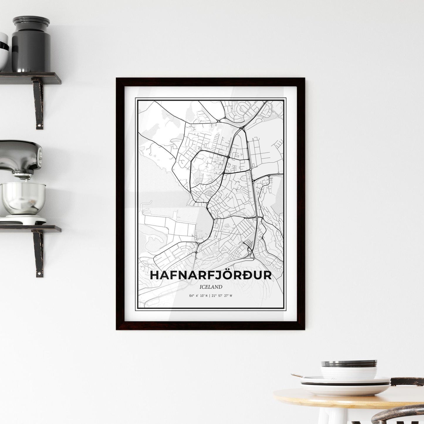 Hafnarfjörður Iceland - Minimal City Map