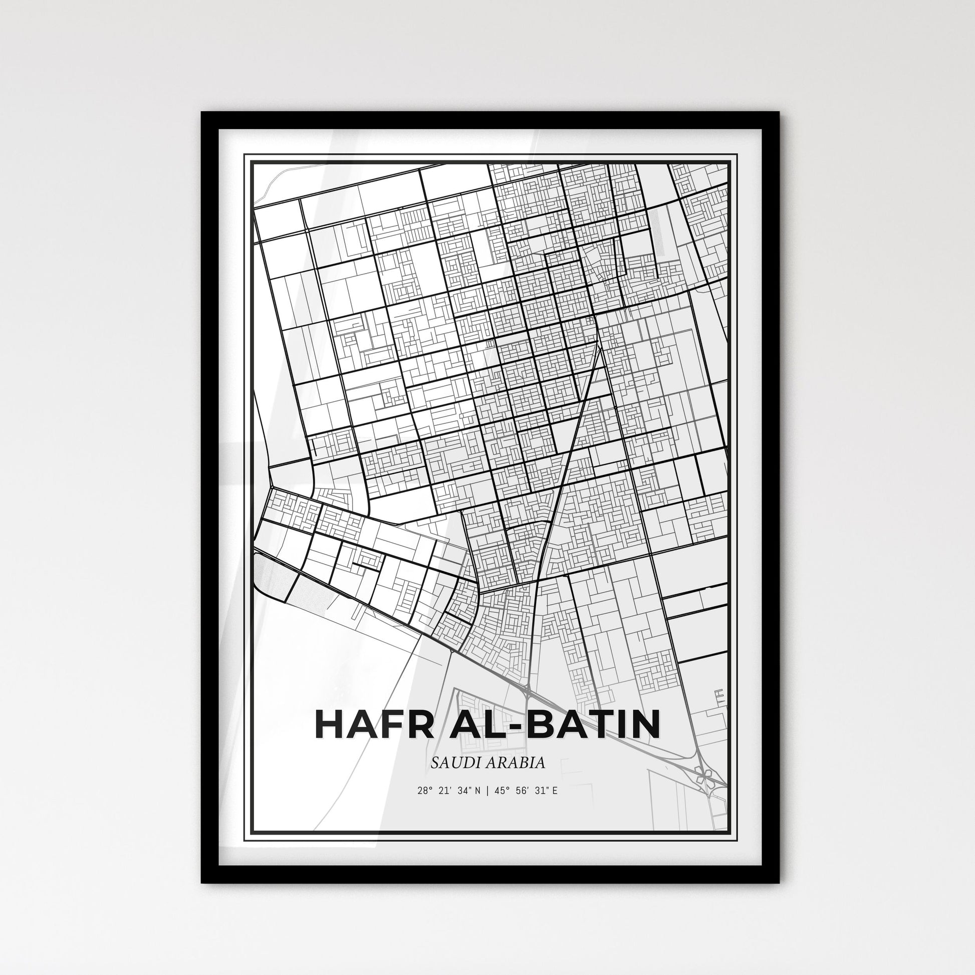 Hafr Al-Batin Saudi Arabia - Scandinavian Style City Map for Modern Home Decor