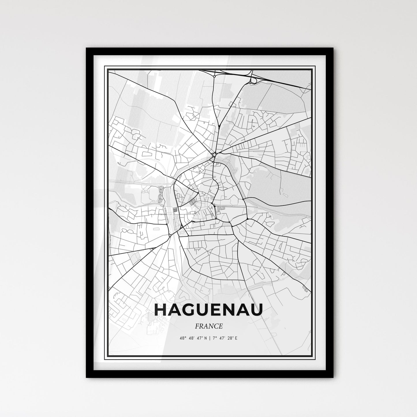 Haguenau France - Scandinavian Style City Map for Modern Home Decor