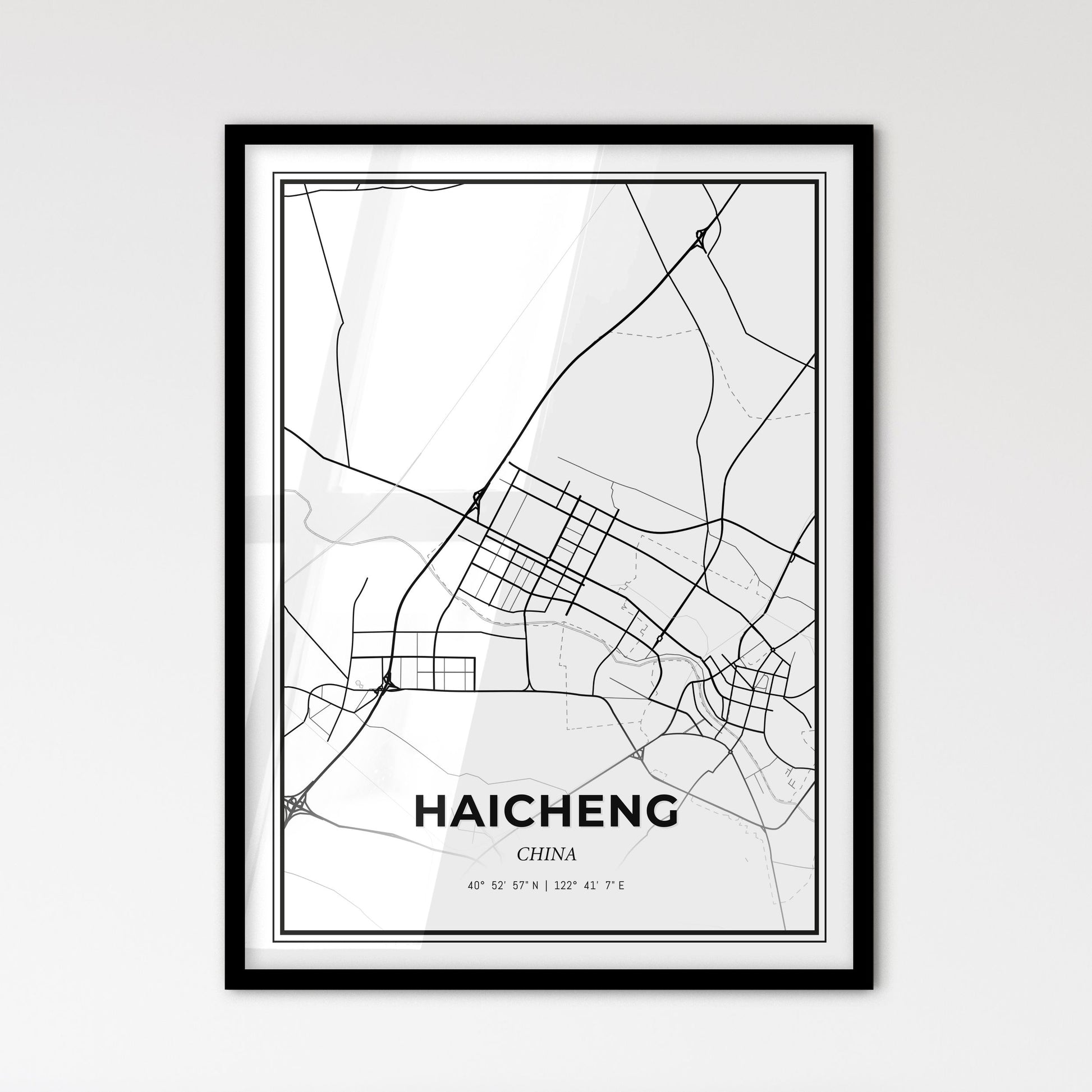 Haicheng China - Scandinavian Style City Map for Modern Home Decor