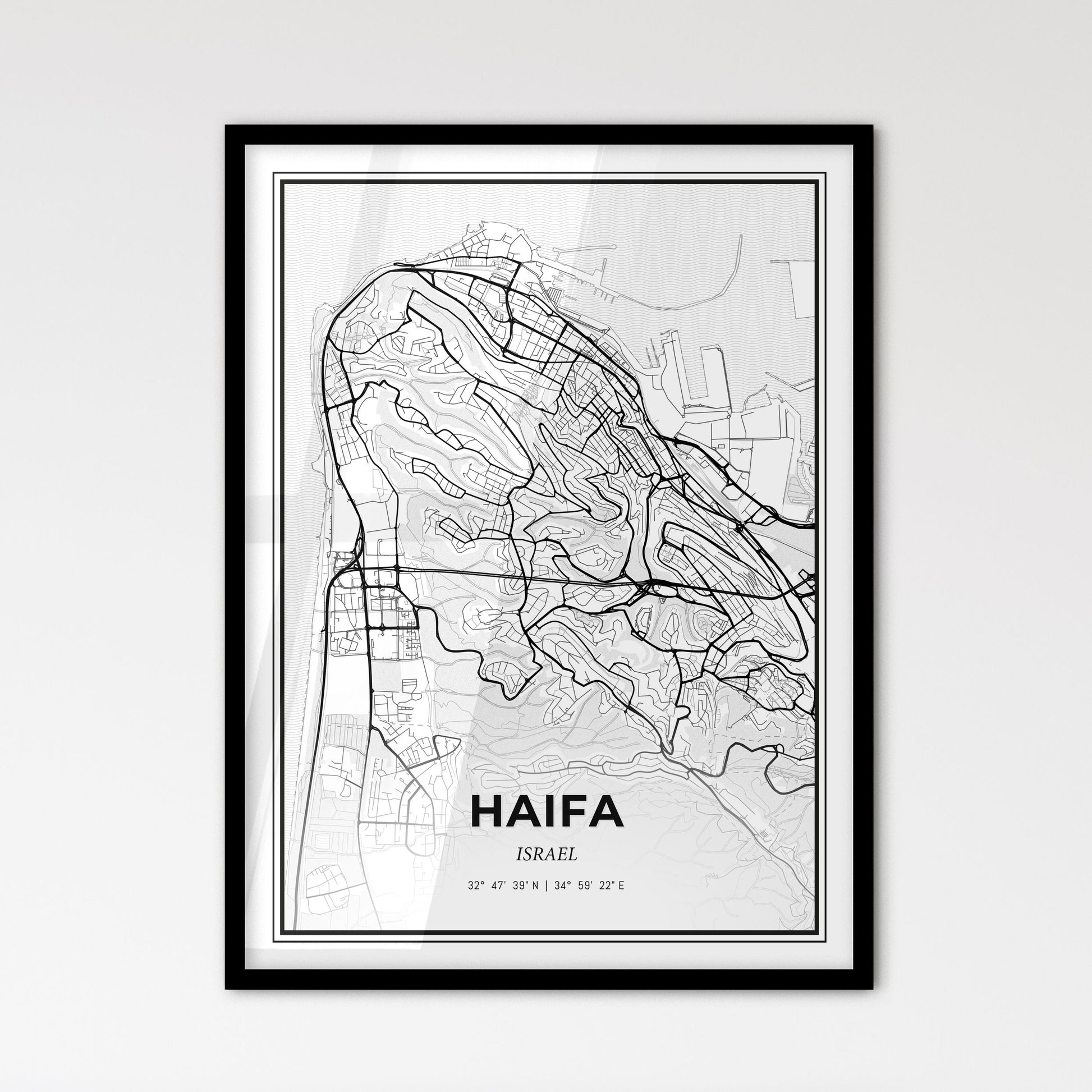 Haifa Israel - Scandinavian Style City Map for Modern Home Decor