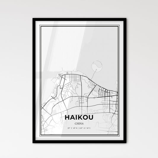 Haikou China - Scandinavian Style City Map for Modern Home Decor