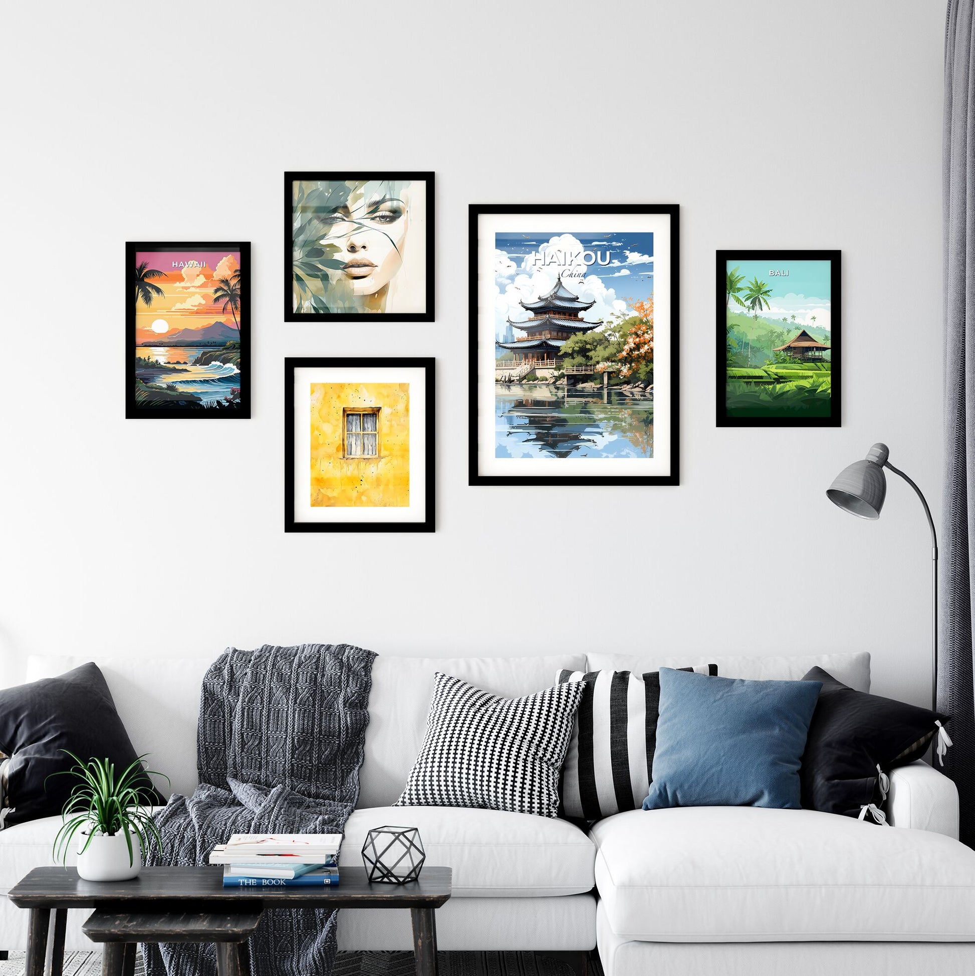 Vibrant Oriental Art Painting Skyline Urban Cityscape by the River Default Title