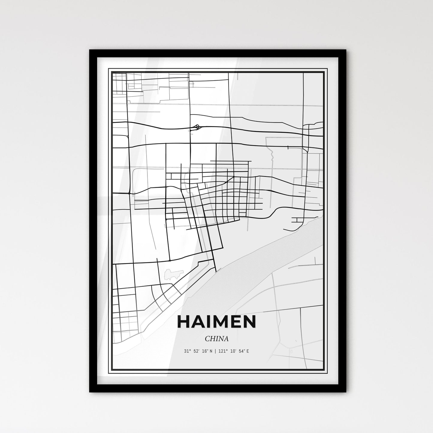 Haimen China - Scandinavian Style City Map for Modern Home Decor