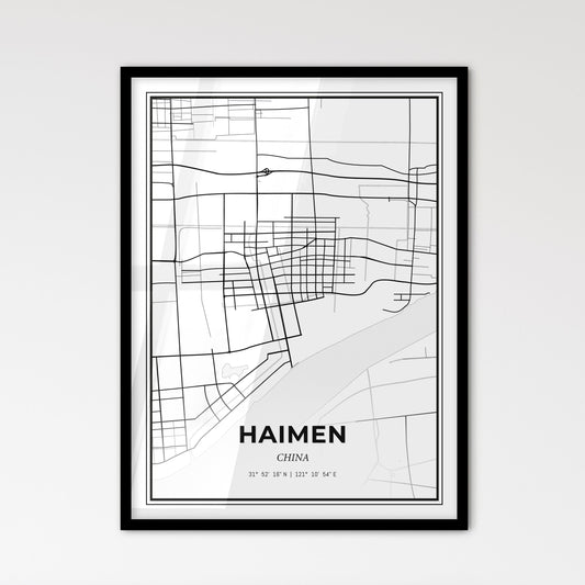 Haimen China - Scandinavian Style City Map for Modern Home Decor