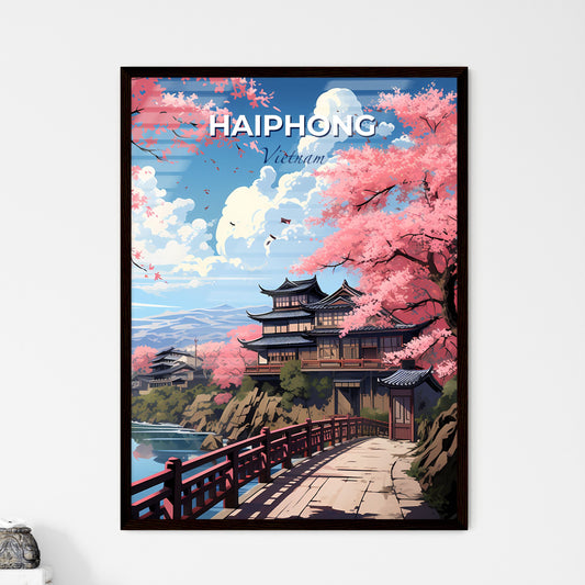 Haiphong Vietnam Skyline Painting Art Illustration Pink Trees Hills Bridge Vibrant Default Title