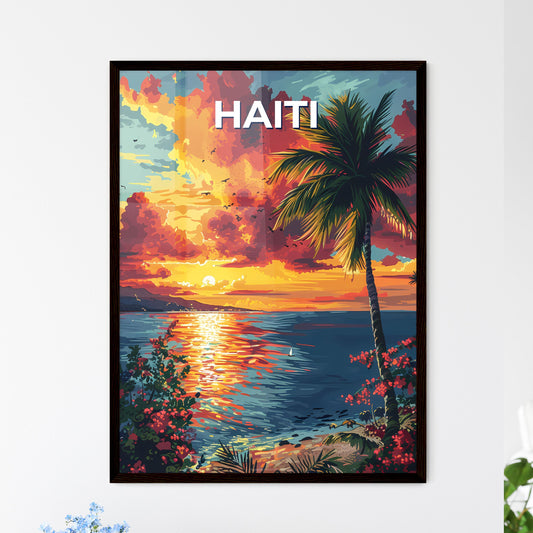Vibrant sunset over a North American lake - Framed Art Print