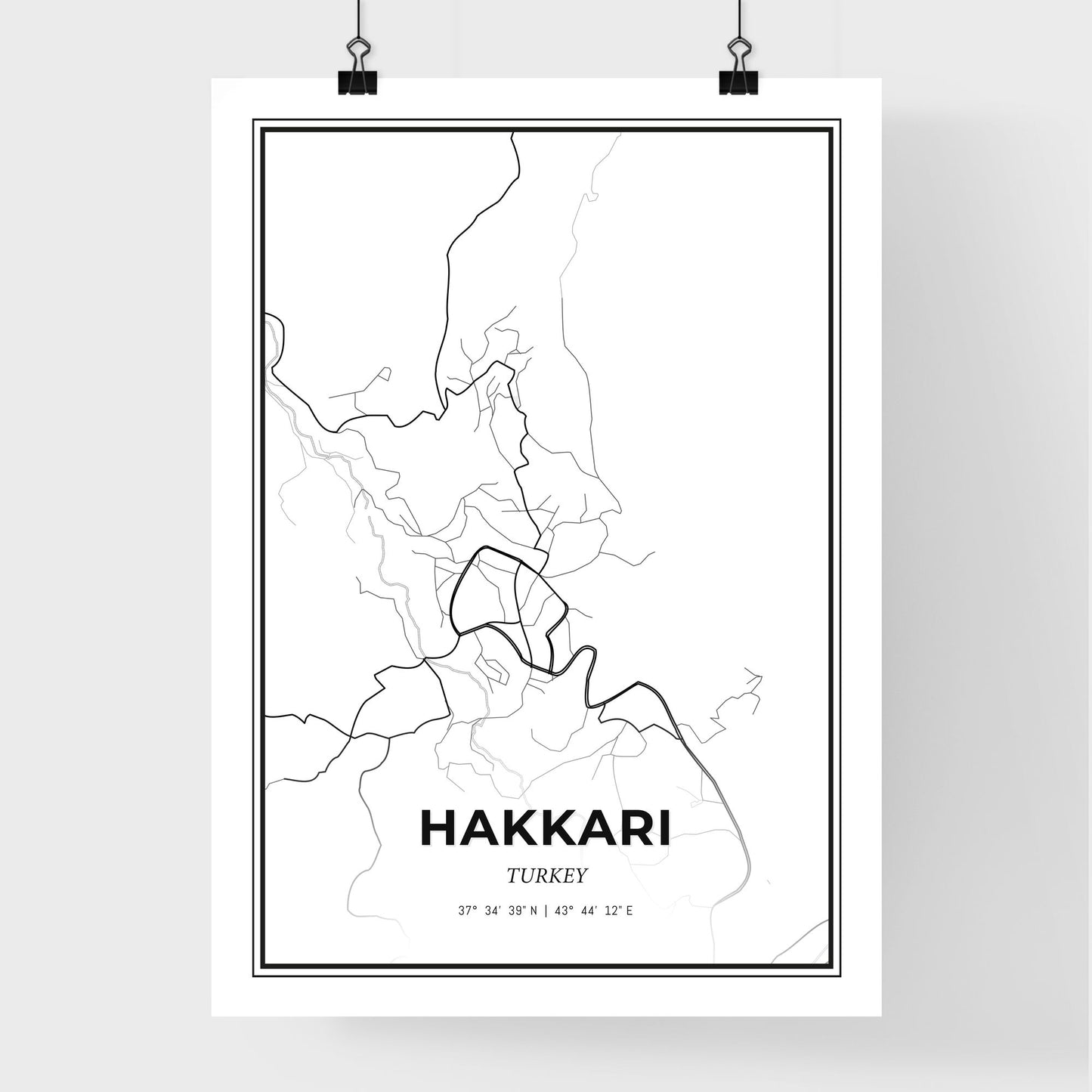 Hakkâri Turkey - Premium City Map Poster