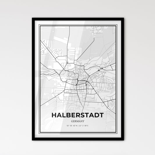 Halberstadt Germany - Scandinavian Style City Map for Modern Home Decor