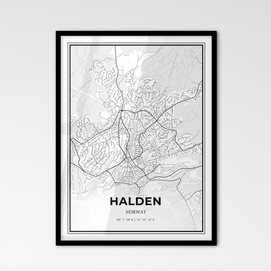 Halden Norway - Scandinavian Style City Map for Modern Home Decor