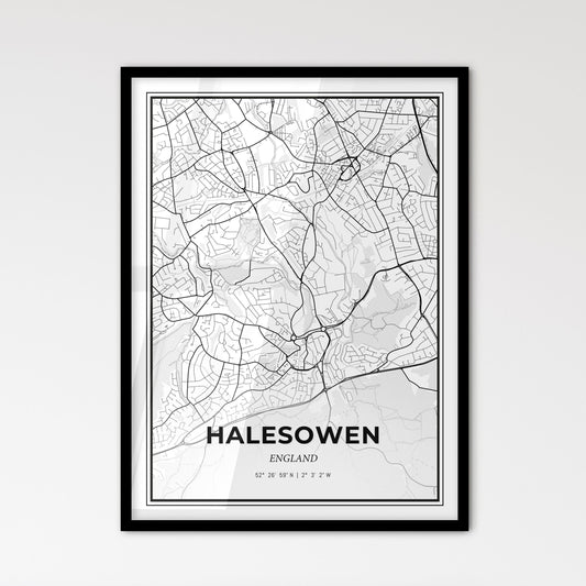 Halesowen England - Scandinavian Style City Map for Modern Home Decor