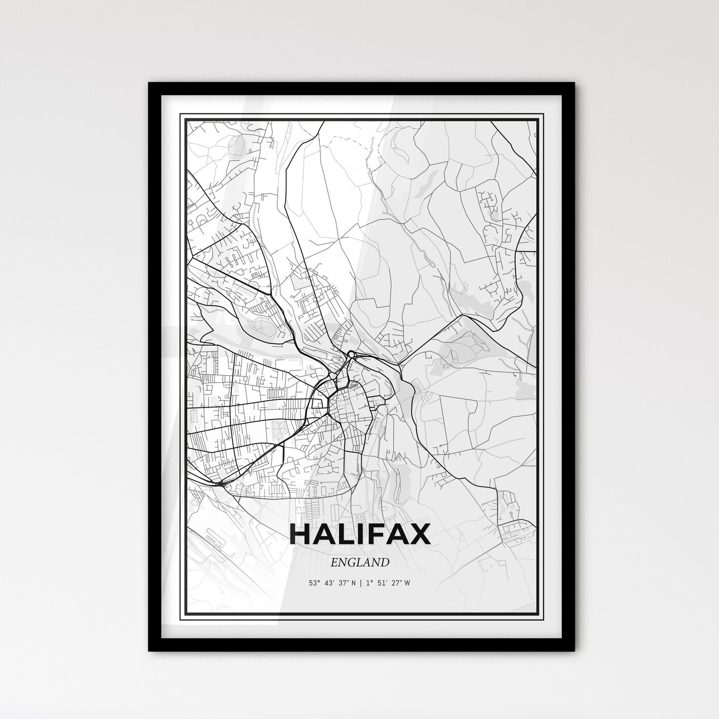 Halifax England - Scandinavian Style City Map for Modern Home Decor