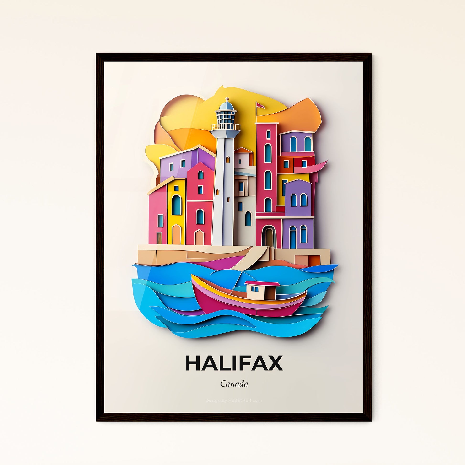 Vivid Halifax, Canada - a paper cut of a lighthouse and a boat