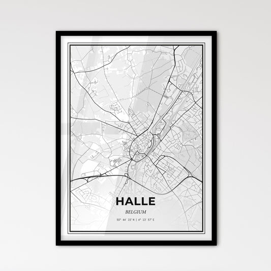 Halle  Belgium - Scandinavian Style City Map for Modern Home Decor