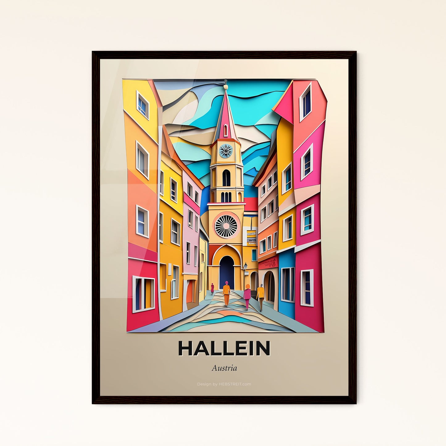 Vivid Hallein, Austria - a street with a clock tower