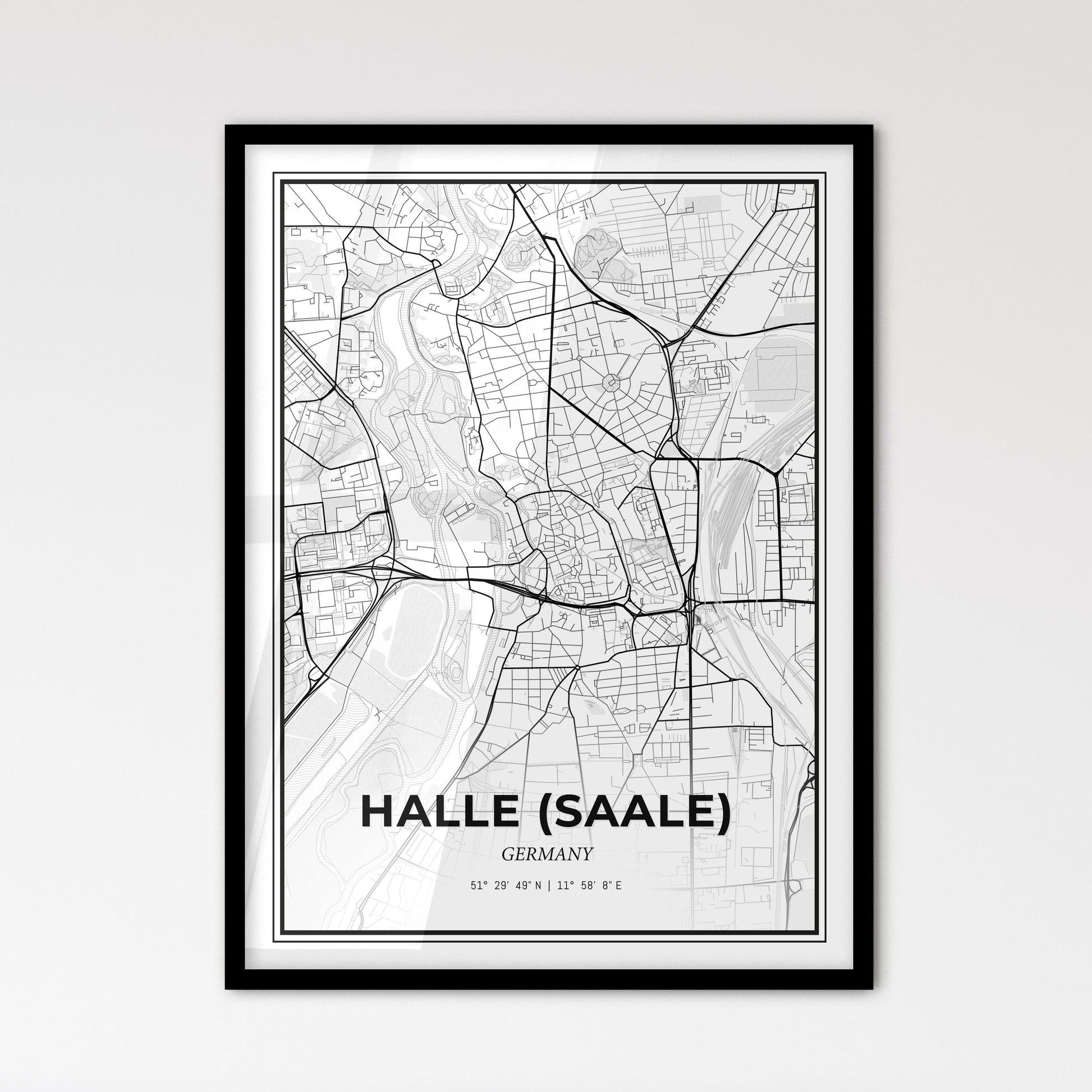 Halle (Saale) Germany - Scandinavian Style City Map for Modern Home Decor